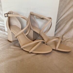 Nude strappy block heel sandals Copper Key